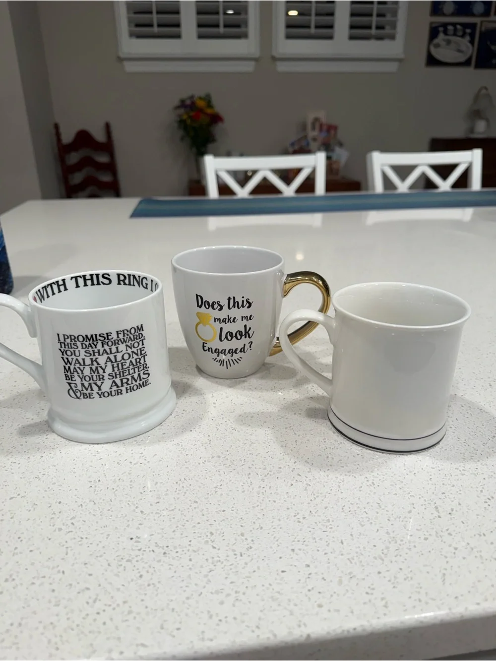 White Mr. and Mrs. Ceramic Mug Set with Gold Accent